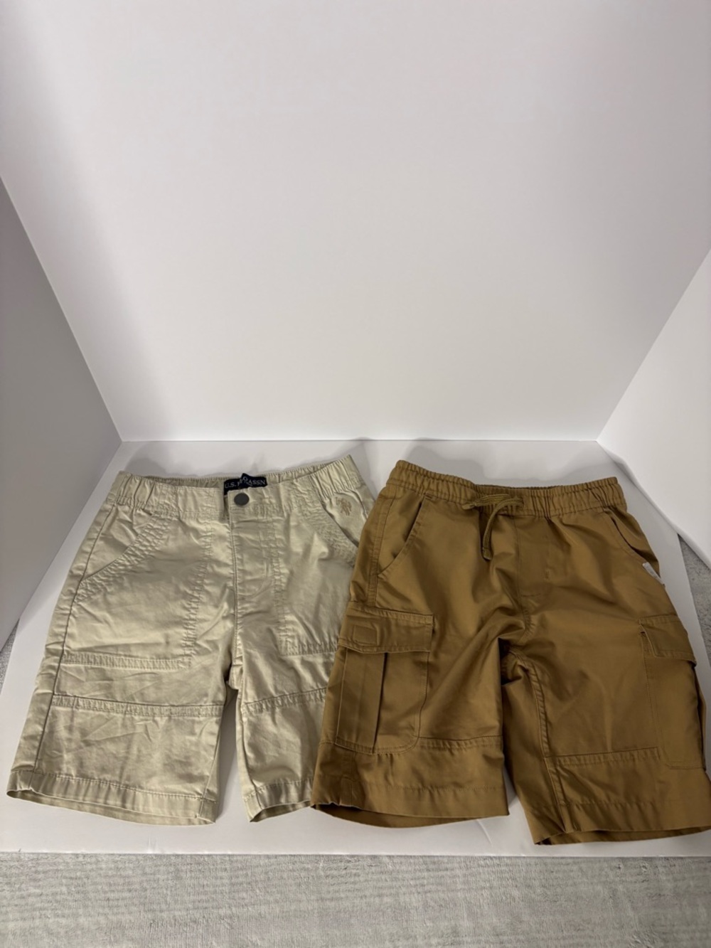 U.S. Polo Assn. Boy’s Khaki shorts and Camel Weather Proof shorts both size 8